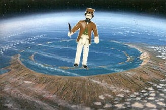 A tiny Dickens doll lands in a massive impact crater